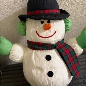 Vintage snowman plush puff toy Christmas decor